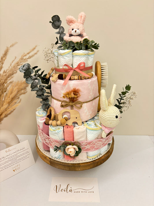 Pink Bloom Diaper Cake