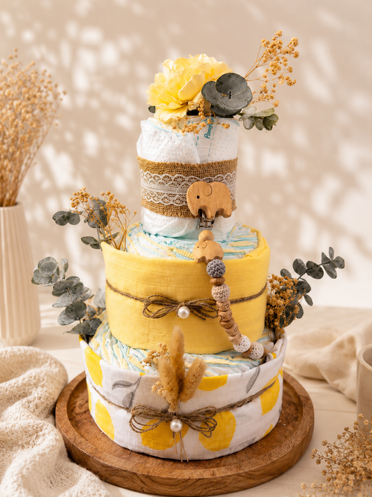 Sunshine Diaper Cake – Luxury Newborn Gift Hamper