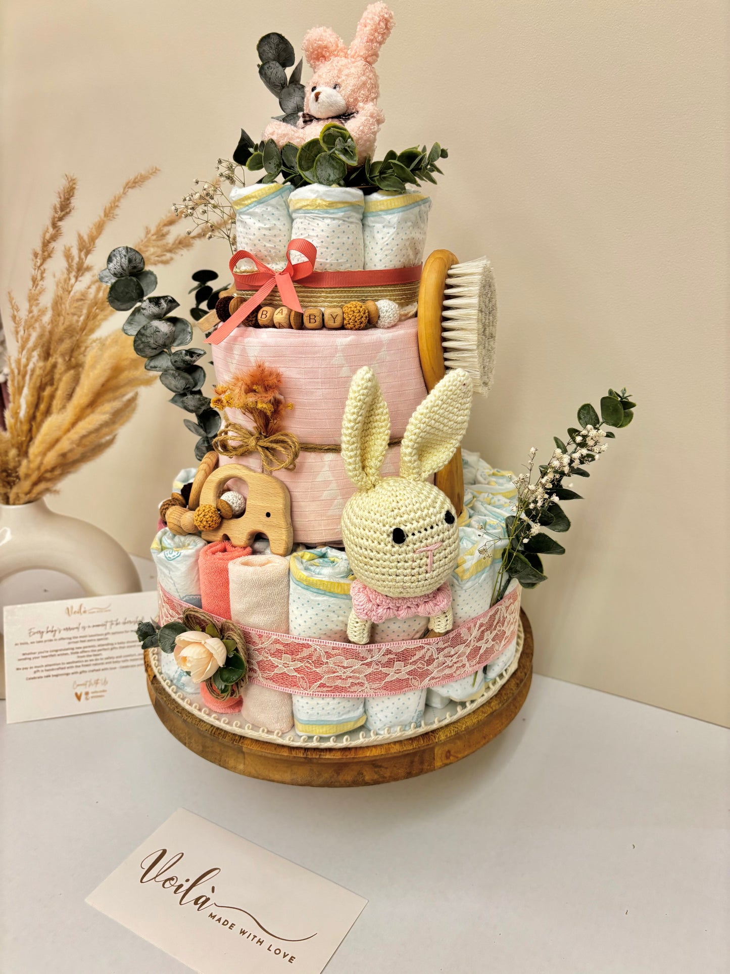 Pink Bloom Diaper Cake