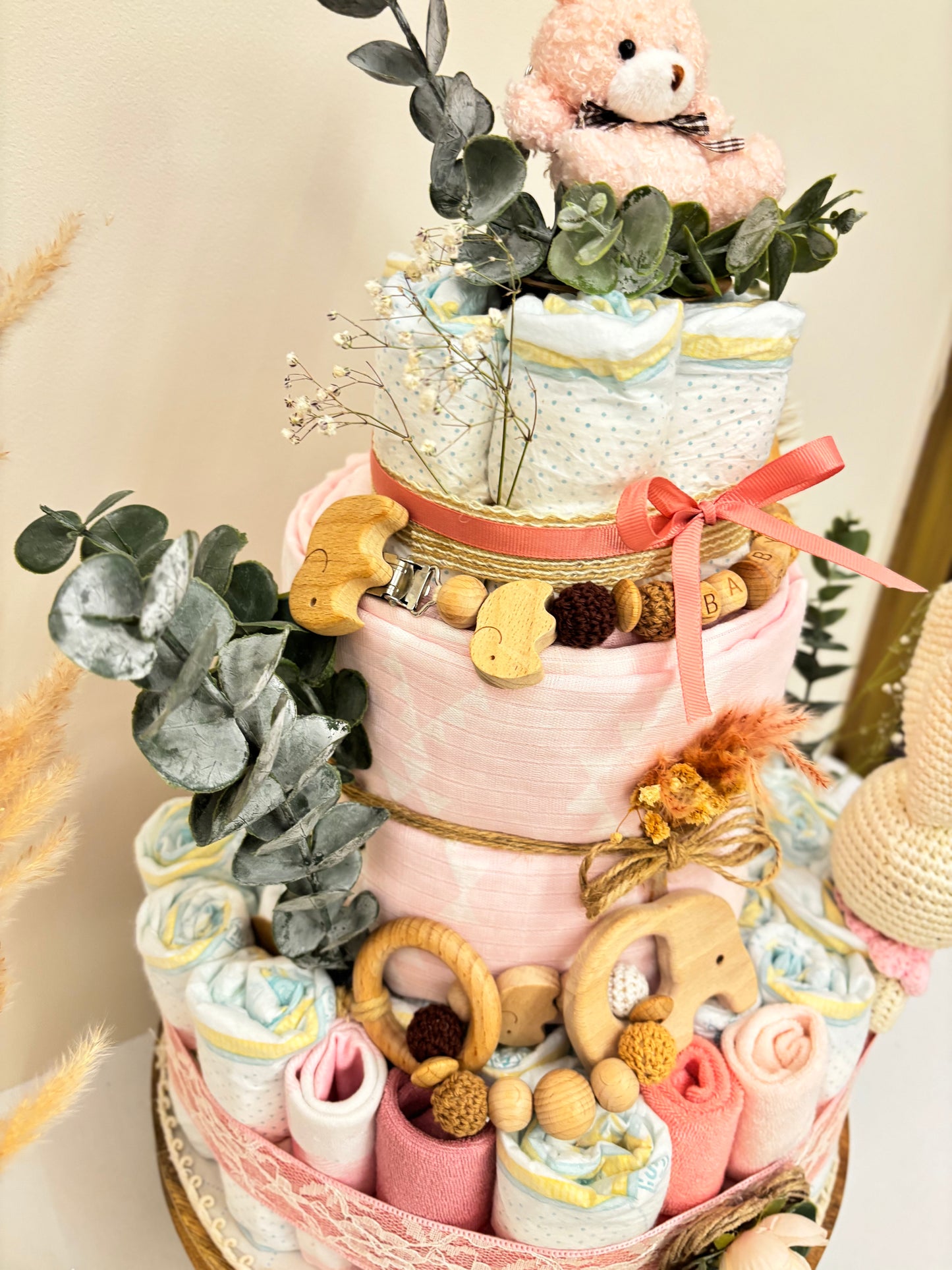 Pink Bloom Diaper Cake