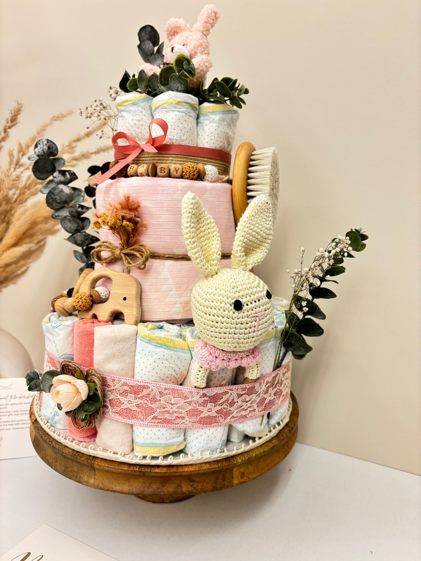 Pink Bloom Diaper Cake