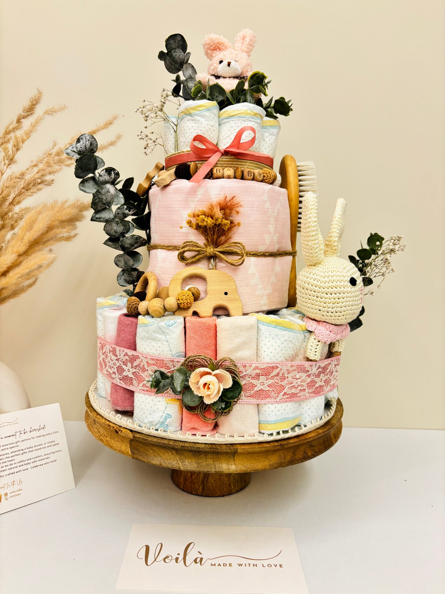 Pink Bloom Diaper Cake